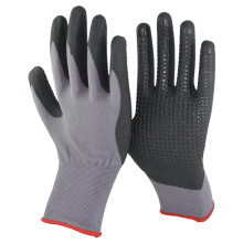 NMSAFETY black micro foam nitrile dotted on palm hand protective safety glove